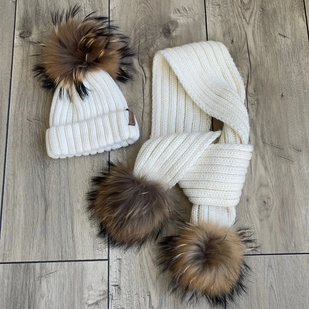 Furtalk Toddler Girl Pom Pom Hat with Scarf